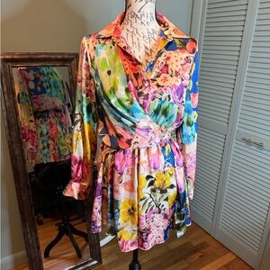 Zara Colorful Floral Wrap Jumpsuit